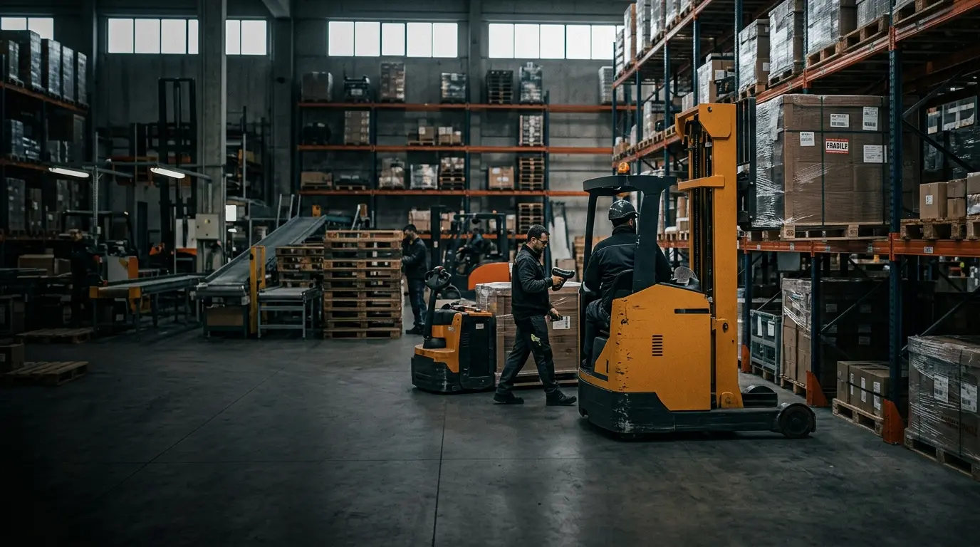 Logistics operations manager reviewing warehouse financing options